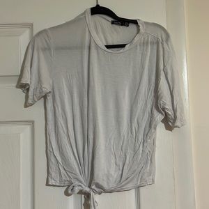 White tee shirt with tie in front